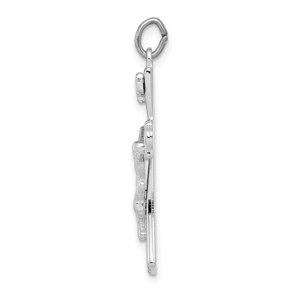 Sterling Silver Rhodium-plated INRI Crucifix Pendant