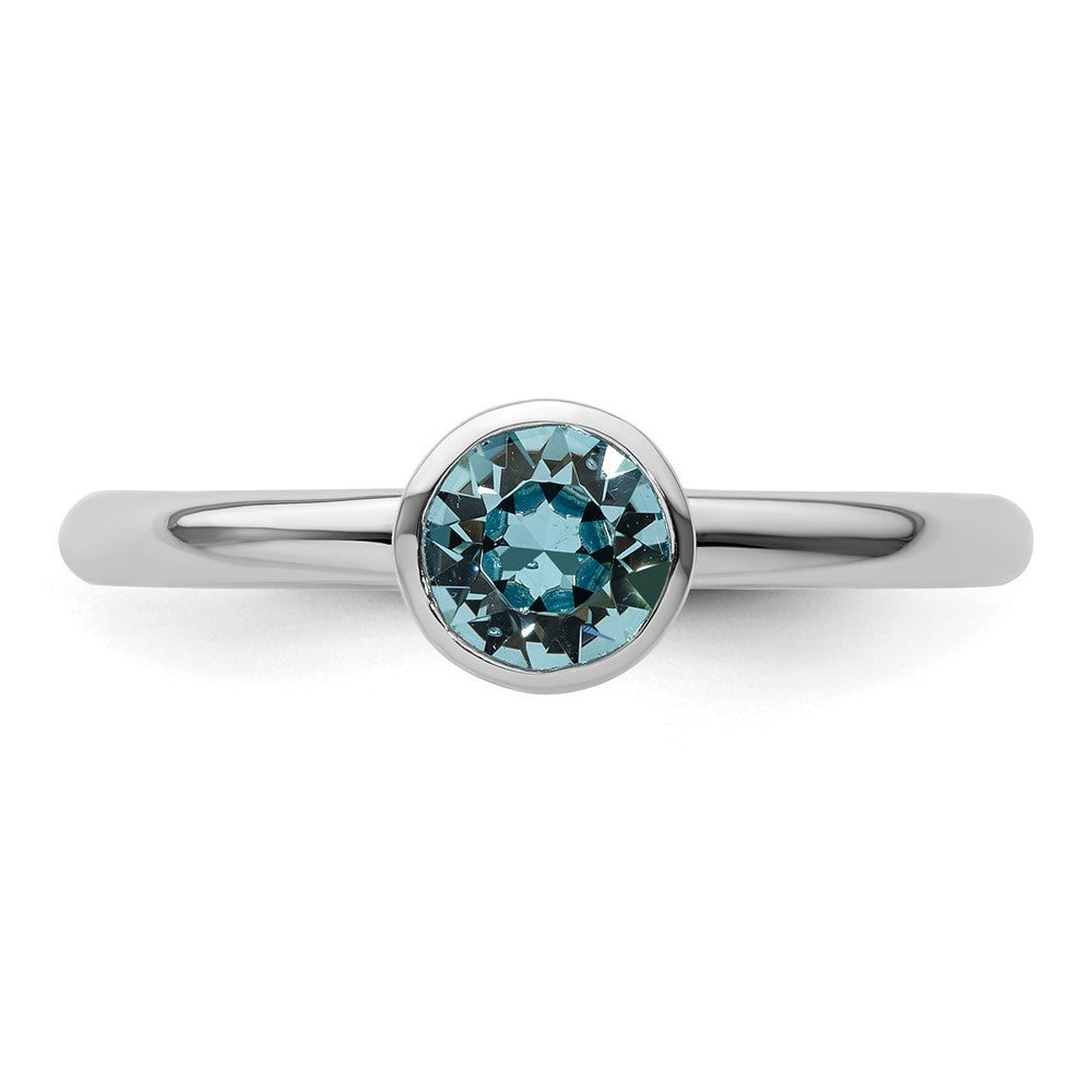 Sterling Silver Stackable Expressions High 5mm March Crystal Ring Size -10