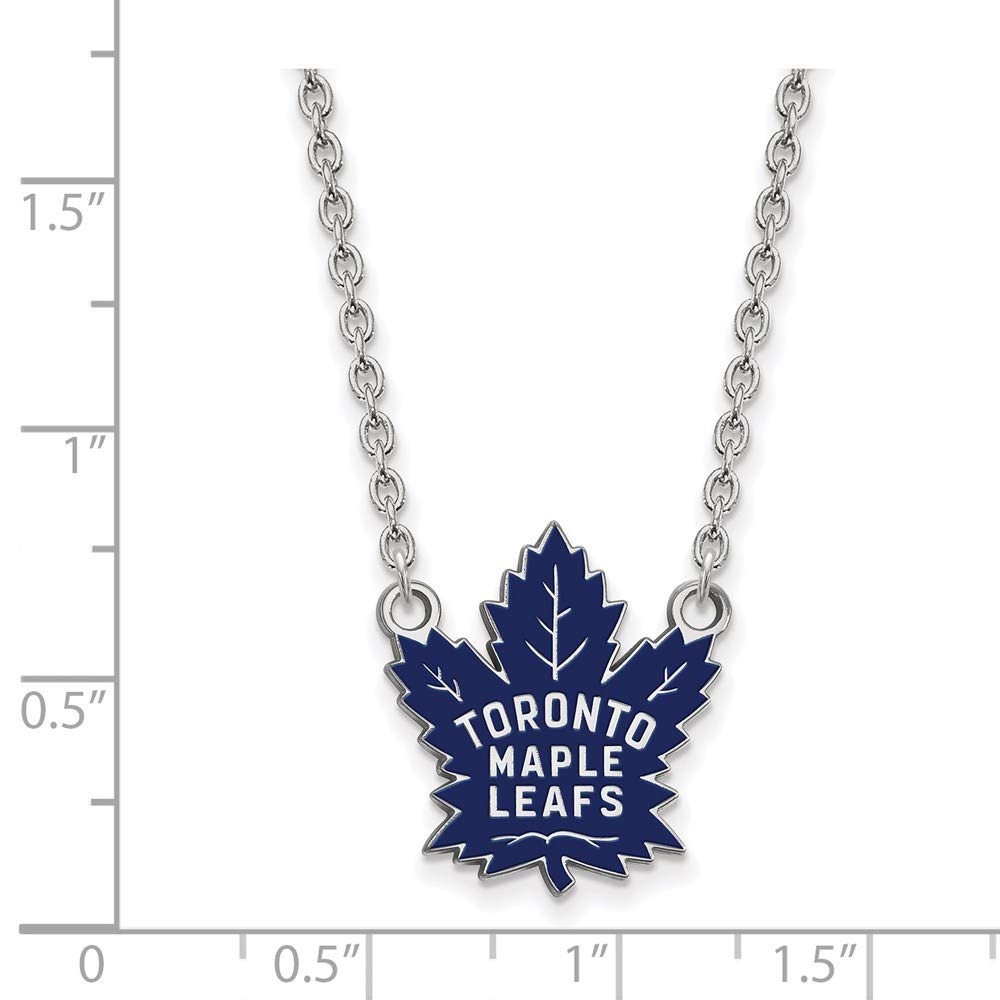 LogoArt NHL Toronto Maple Leafs Sterling Silver Large Enameled Pendant with Necklace