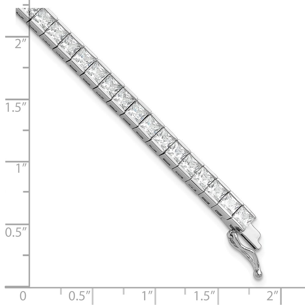 Sterling Shimmer Sterling Silver Rhodium-plated Square 3.5mm x 3.5mm CZ 54 Stone 8 inch Bracelet 8 inches