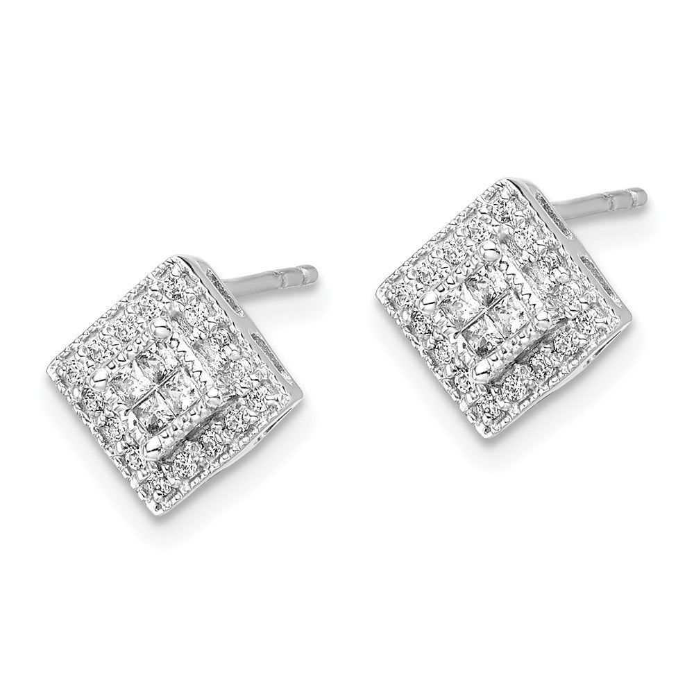 14k White Gold Diamond Post Earrings
