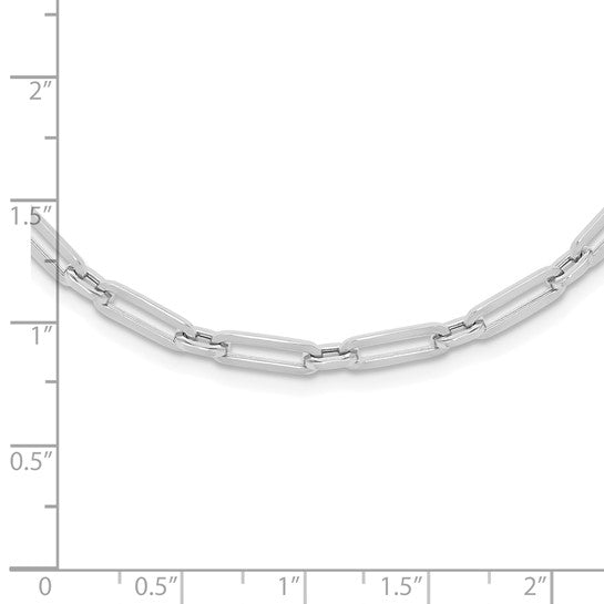 10K White Gold Polished Flat Oval Link Necklace