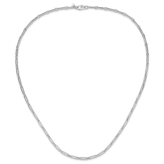 10K White Gold Polished Flat Oval Link Necklace