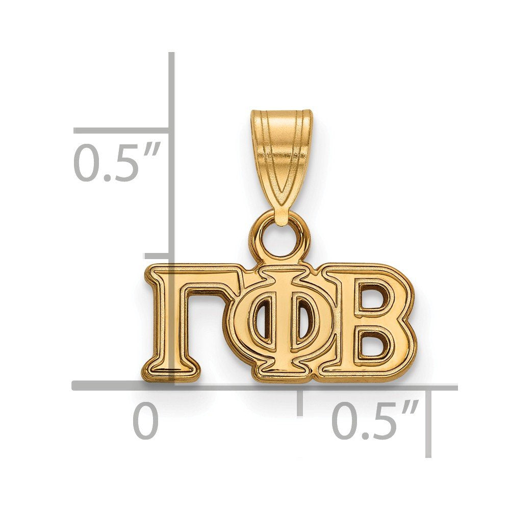 Sterling Silver w/ 14K Yellow Gold-Plated Official Licensed Greek Sororities Gamma Phi Beta (???) Small Pendant