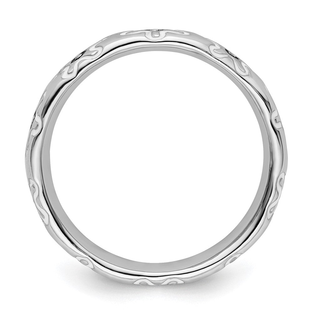 Sterling Silver Stackable Expressions Polished Enameled Flower Ring Size -6