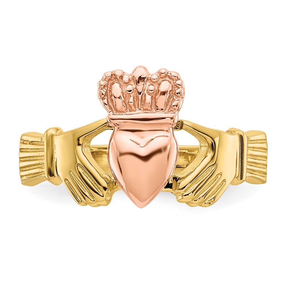 14k Two-tone Polished Claddagh Ring Size 6