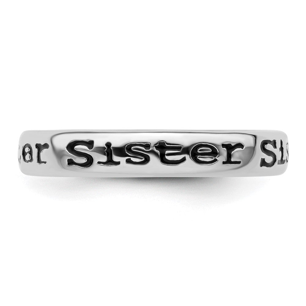 Sterling Silver Stackable Expressions Polished Enameled Sister Ring Size -10