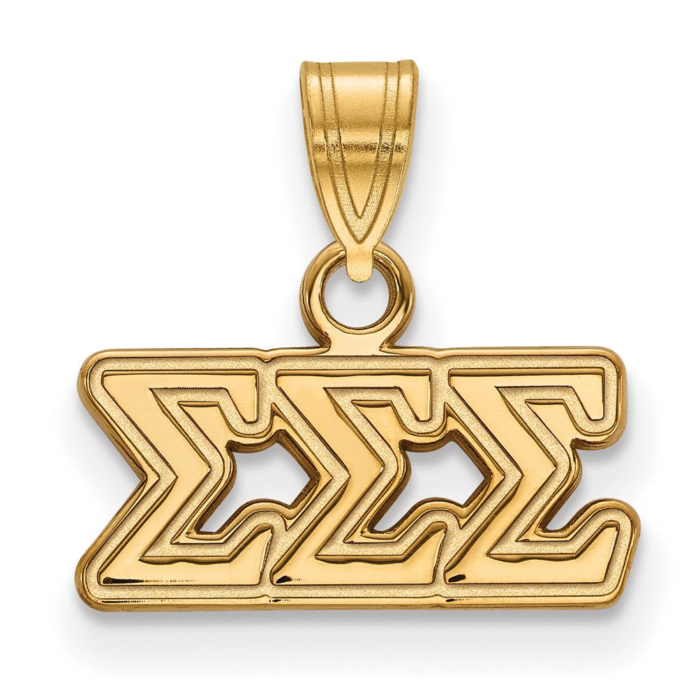 Sterling Silver Gold-plated LogoArt Sigma Sigma Sigma Sorority Greek Letters Small Pendant
