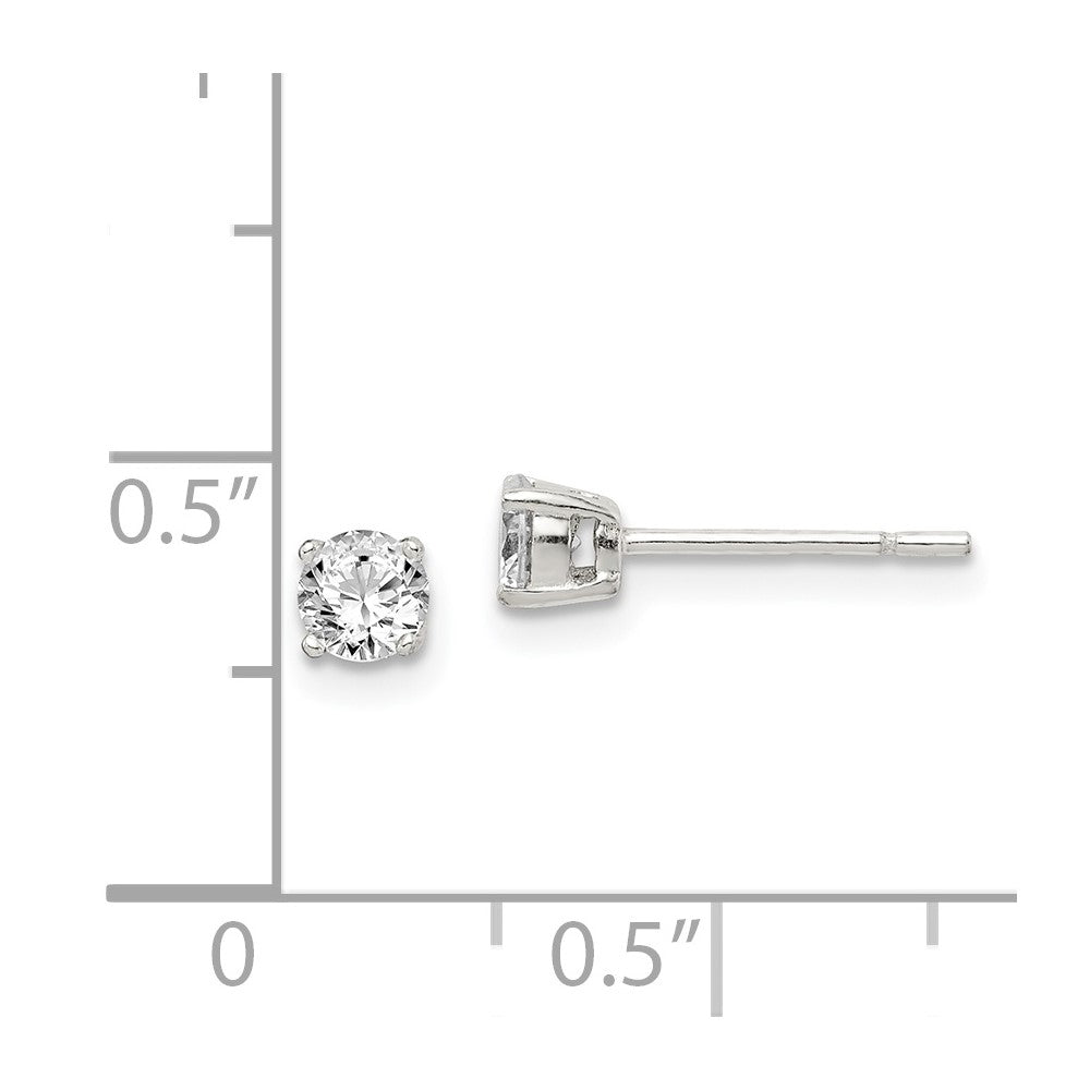 Sterling Silver Polished 4mm Round CZ Stud Earrings