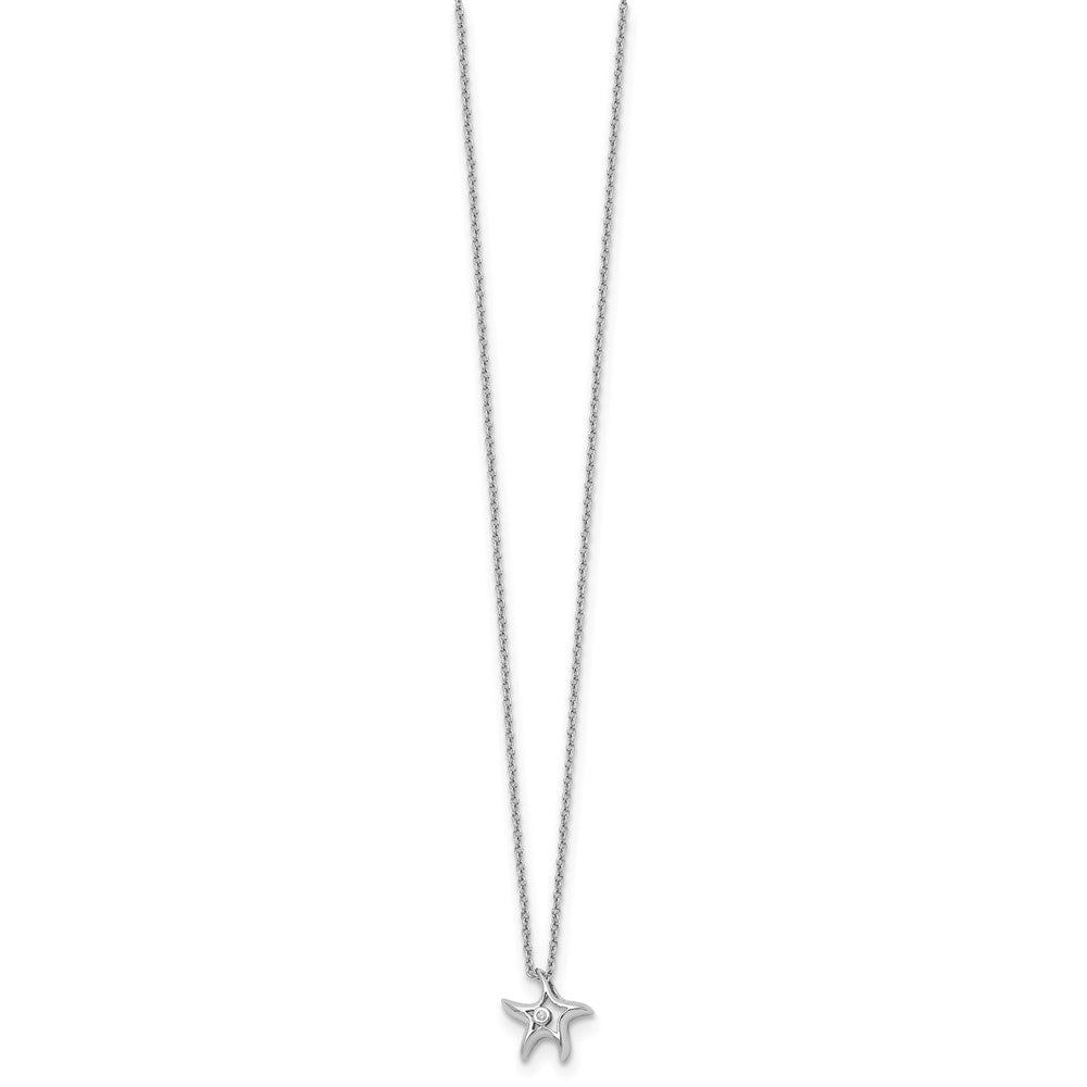 White Ice Sterling Silver Rhodium-plated 18 Inch Diamond Starfish Slide Pendant Necklace with 2 Inch Extender 18 Inches