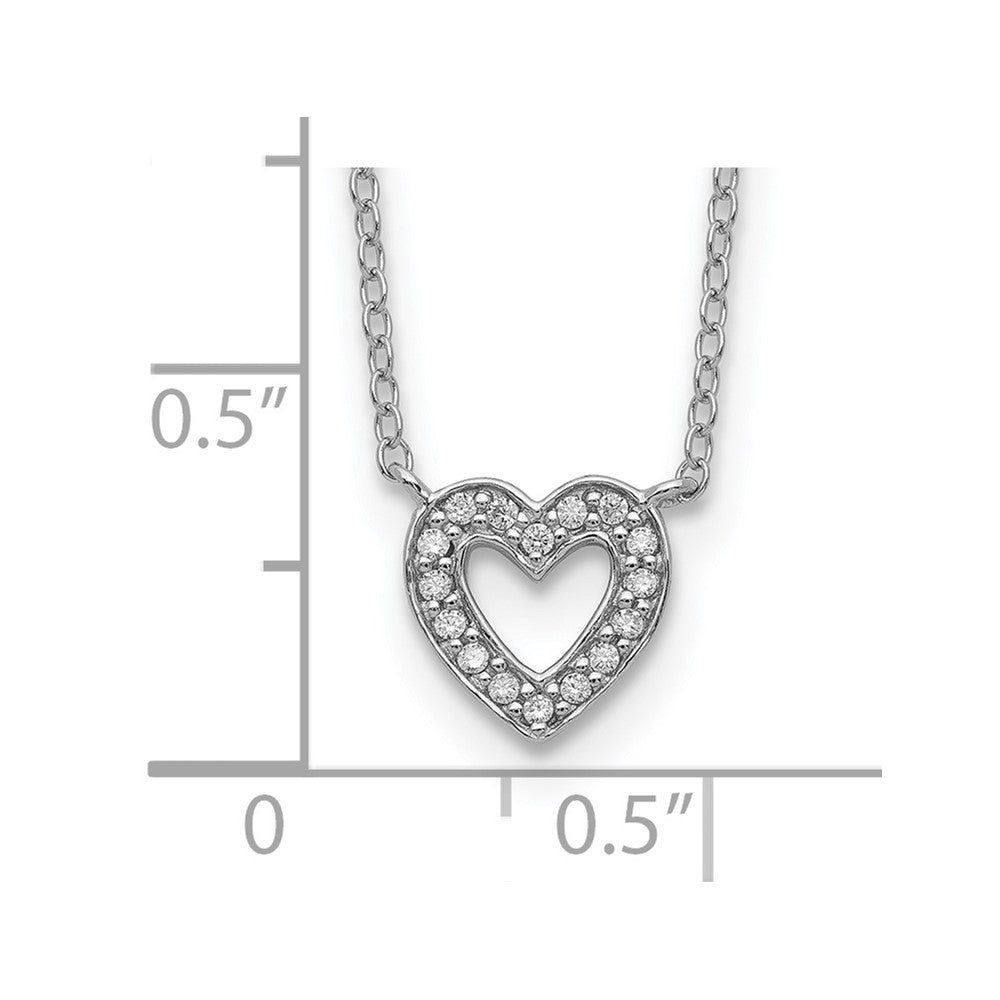 Sterling Silver Rhodium-plated CZ Open Heart 18 inch Necklace 18 Inches