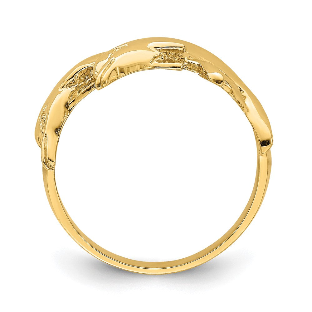 14K Polished Double Dolphin Ring Size 7