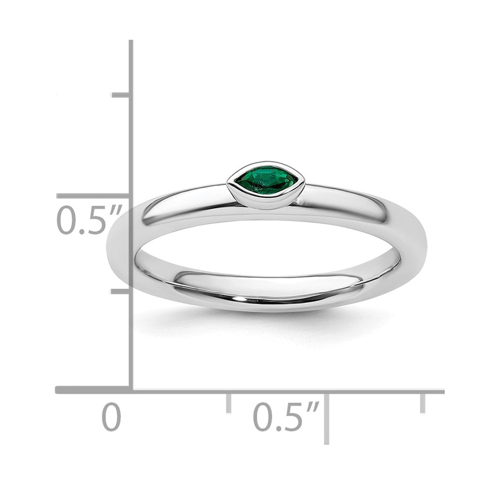 Sterling Silver Stackable Expressions Created Emerald Ring Size -7
