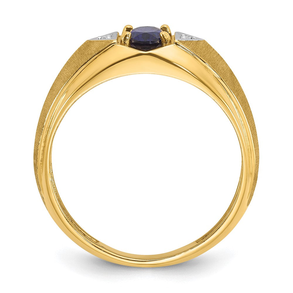 14k IBGoodman Men's Created Sapphire and Diamond Satin Complete Ring Size 10