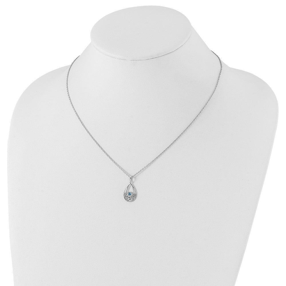 White Ice Sterling Silver Rhodium-plated 18 Inch Blue Topaz Necklace with 2 Inch Extender 18 Inches