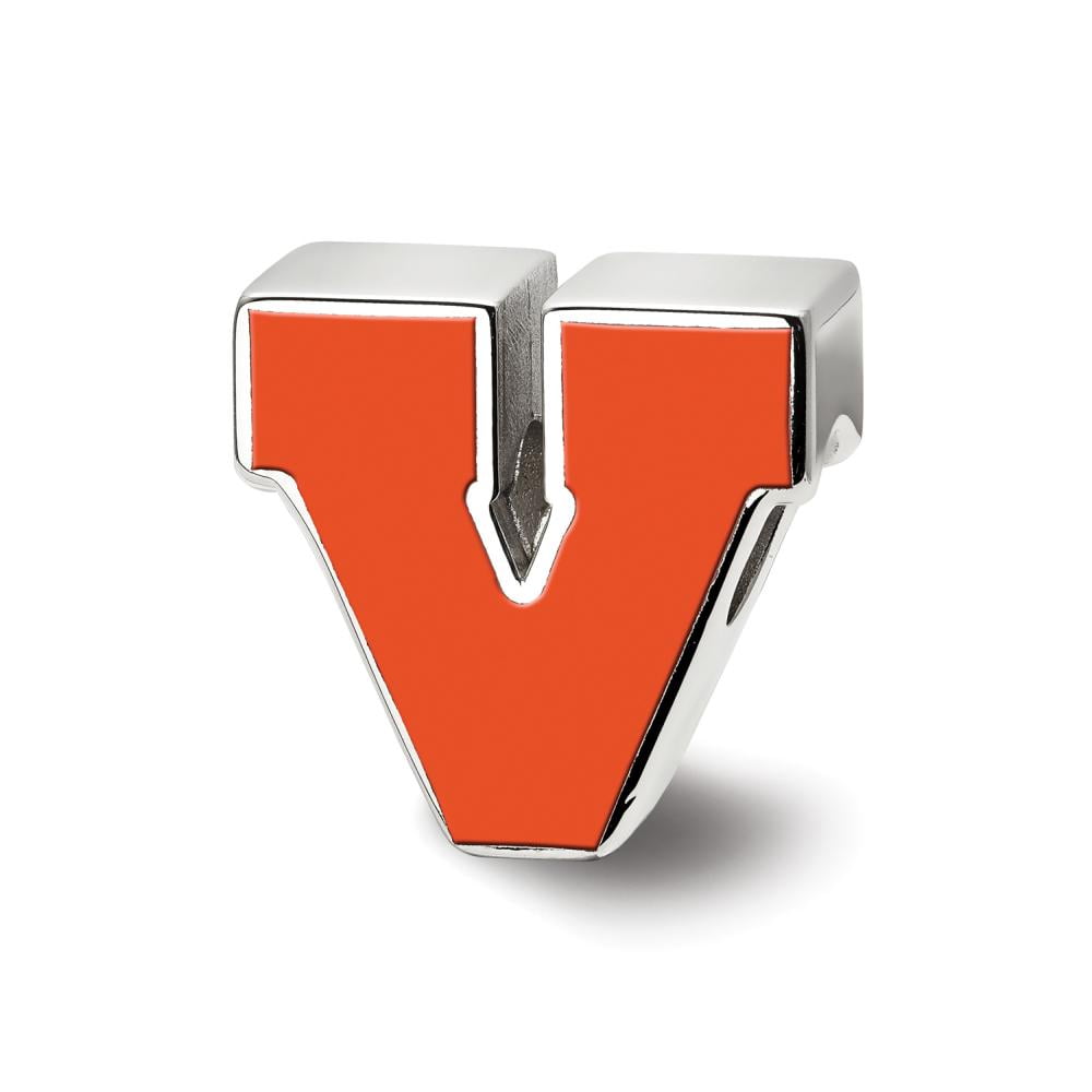 LogoArt SS500UVA Sterling Silver University of Virginia Block V Enameled Logo Bead Charm