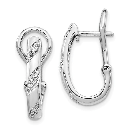 14k White Gold Diamond Omega Back Earrings