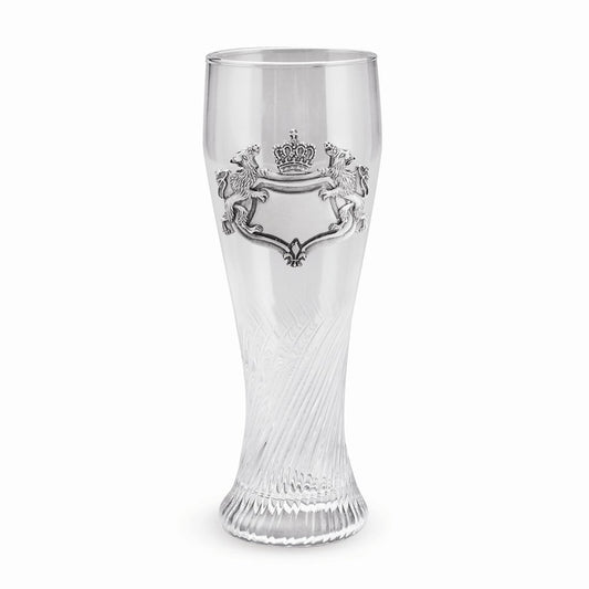 Pilsner Glass with Pewter Eagle Badge and Twisted Bottom - Engravable Gift Item