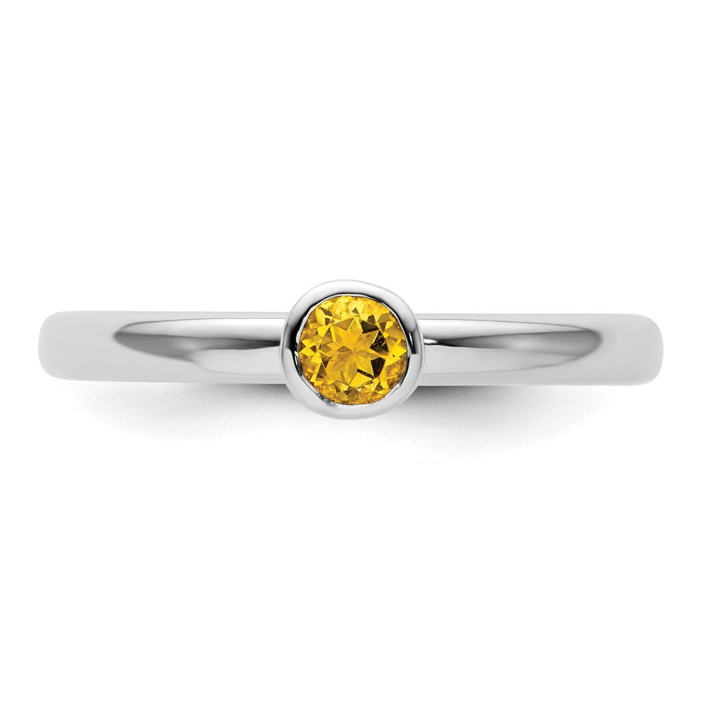 Sterling Silver Stackable Expressions High 4mm Round Citrine Ring Size -7
