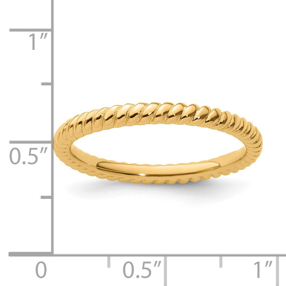 Sterling Silver Stackable Expressions Gold-plated Twisted Ring Size -7