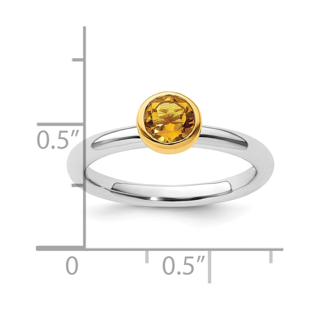 Sterling Silver Stackable Expressions w/Gold-plate Citrine Ring Size -6