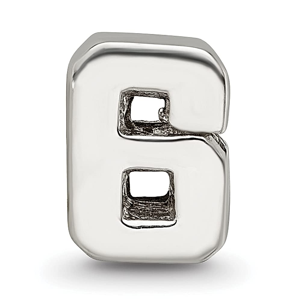 The Black Bow Sterling Silver Block Style, Number 6 Bead Charm