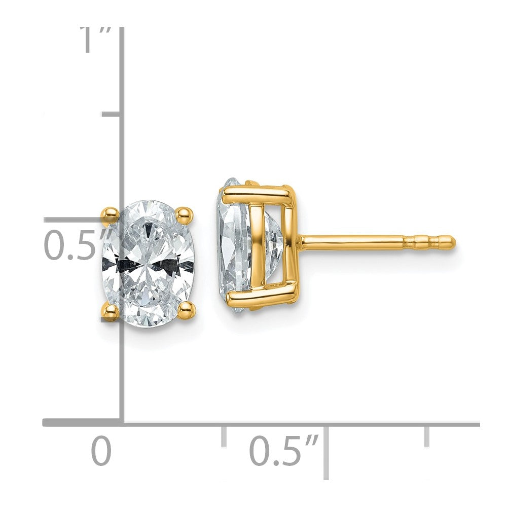 14k Yellow Gold 2 ctw Certified Lab Grown Diamond VS+ F+ Oval 4 Prong Heavy Wt. Stud Earrings
