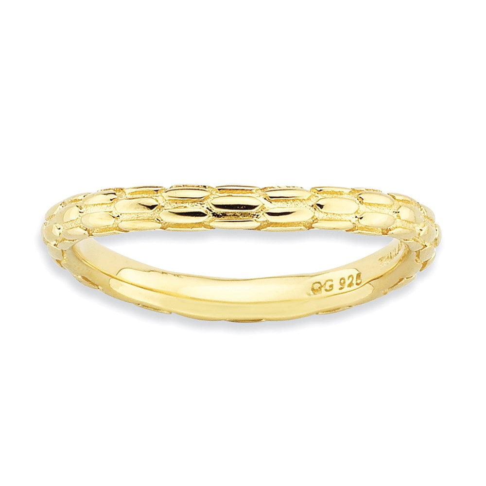 Sterling Silver Stackable Expressions Polished Gold-plate Wave Ring