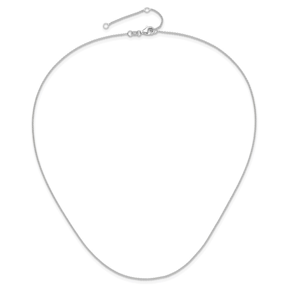 14k White Gold 1.25mm Round Cable 1in+1in Adjustable Chain
