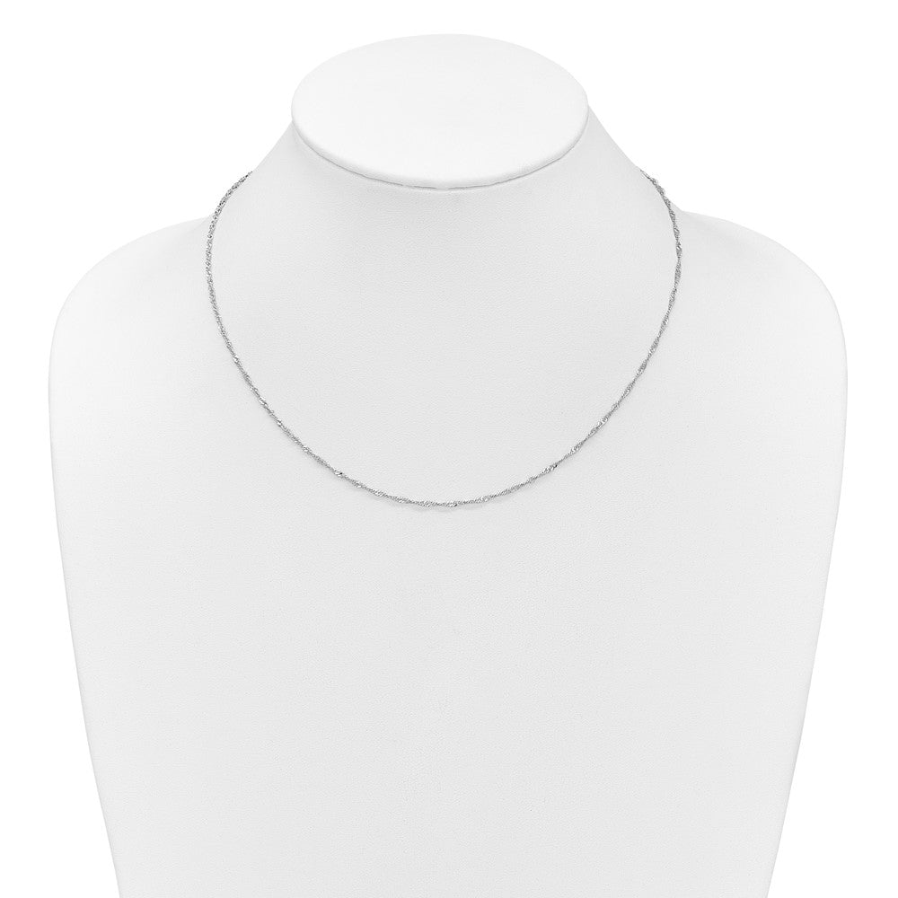 10k White Gold  1.7mm Singapore 1in+1in Adjustable Chain