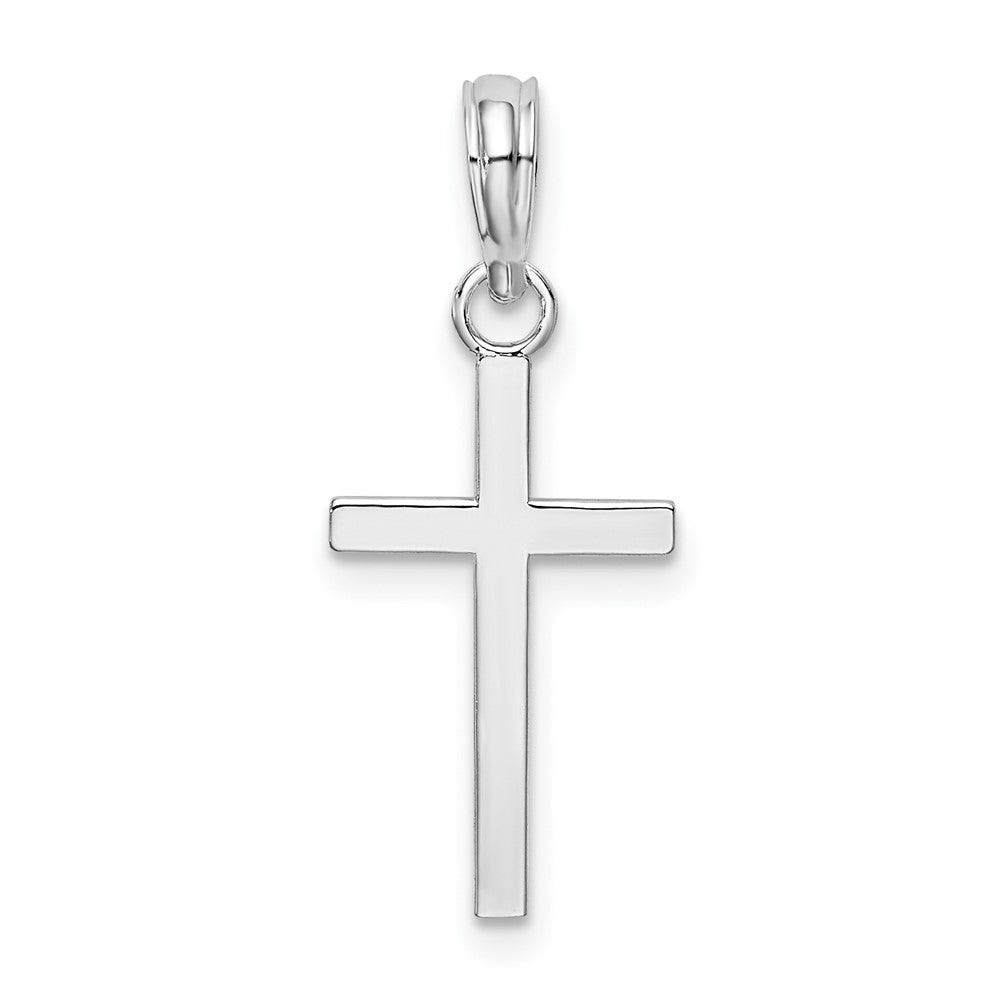 De-Ani Sterling Silver Rhodium-Plated Polished Flat Latin Cross Pendant