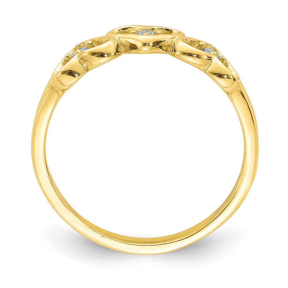 10K CZ 3-Heart Child's Ring Size 2.5