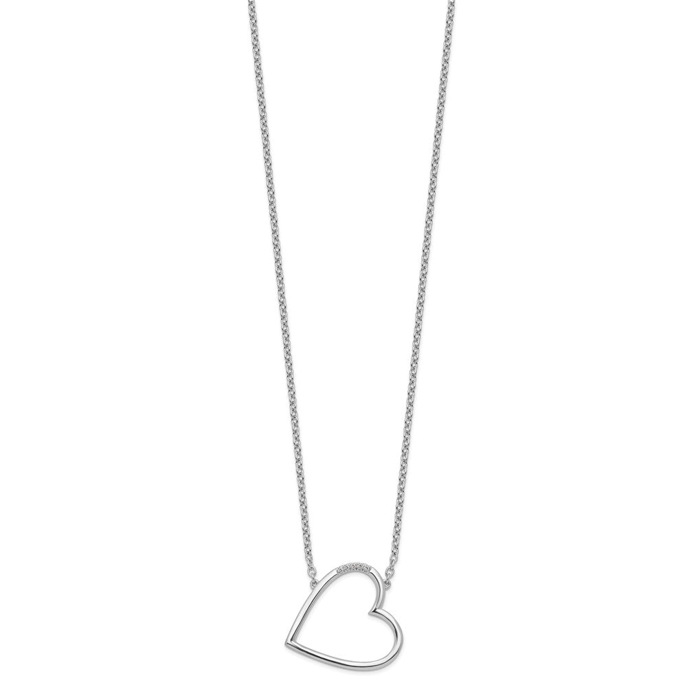 White Ice Sterling Silver Rhodium-plated 18 Inch Diamond Sideways Open Heart Necklace 18 Inches