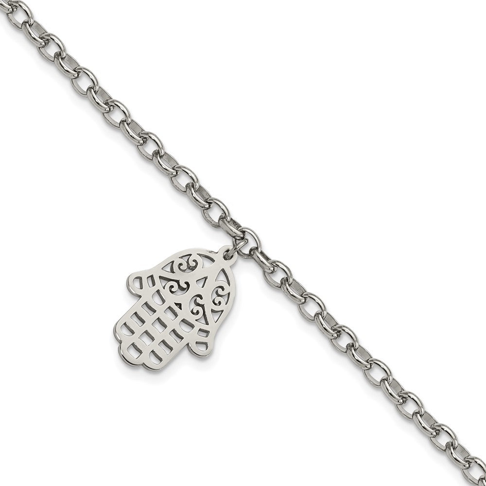 Stainless Steel Polished Chamseh/Hamsa 7in Bracelet 7 inches