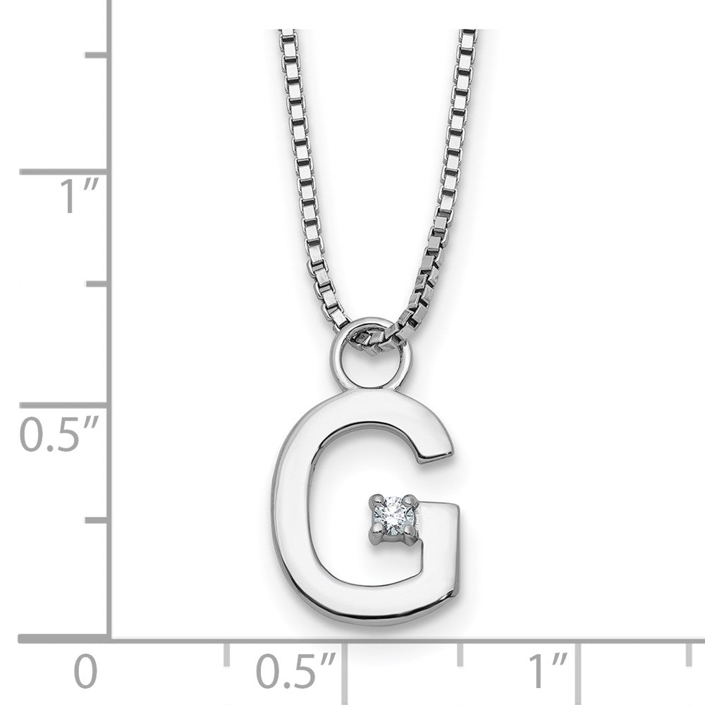 White Ice Sterling Silver Rhodium-plated 18 inch Diamond Letter G Initial Necklace plus 2 inch Extender 18 Inches