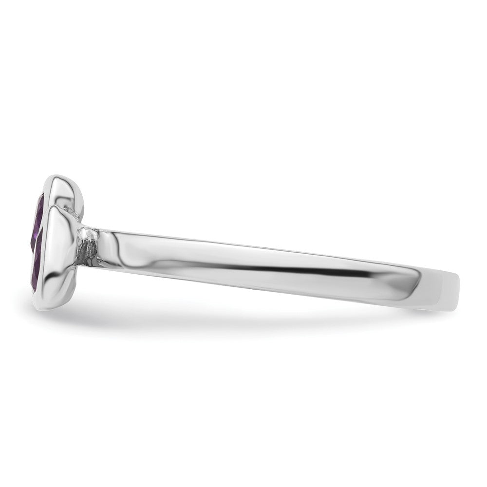 Sterling Silver Stackable Expressions Amethyst Double Heart Ring Size -6