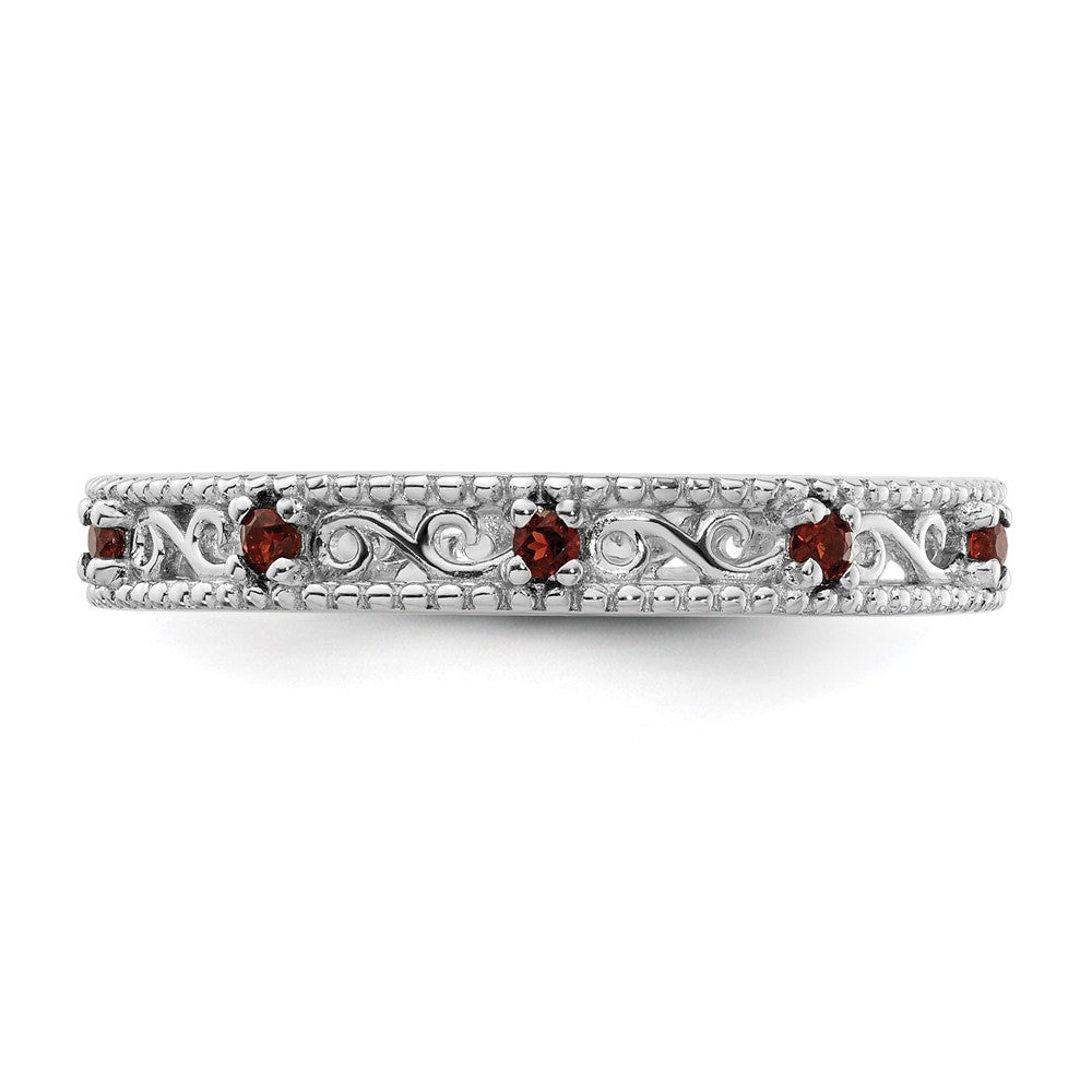 Sterling Silver Stackable Expressions Garnet Ring Size -8