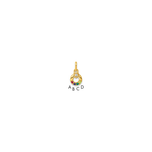 14k Dia Heart w/ 4 Birthstone Mother's Circle Pendant Semi-Mount