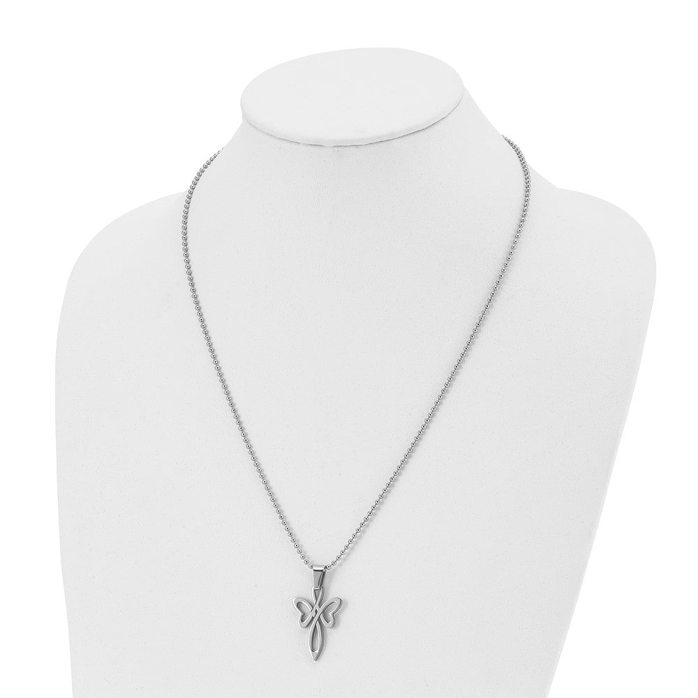 Stainless Steel Polished Cross 22in Necklace