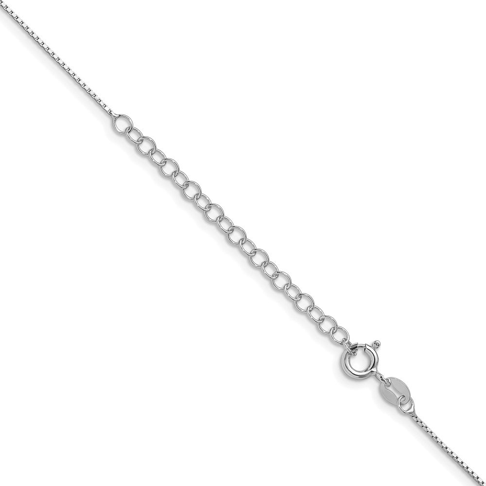 Sterling Silver Rhodium-plated .6mm Mirror Box Chain w/2in ext. 18 Inches
