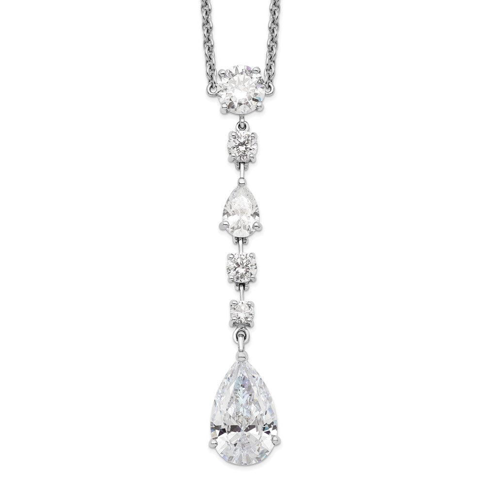 Sterling Silver Polished Fancy CZ Necklace