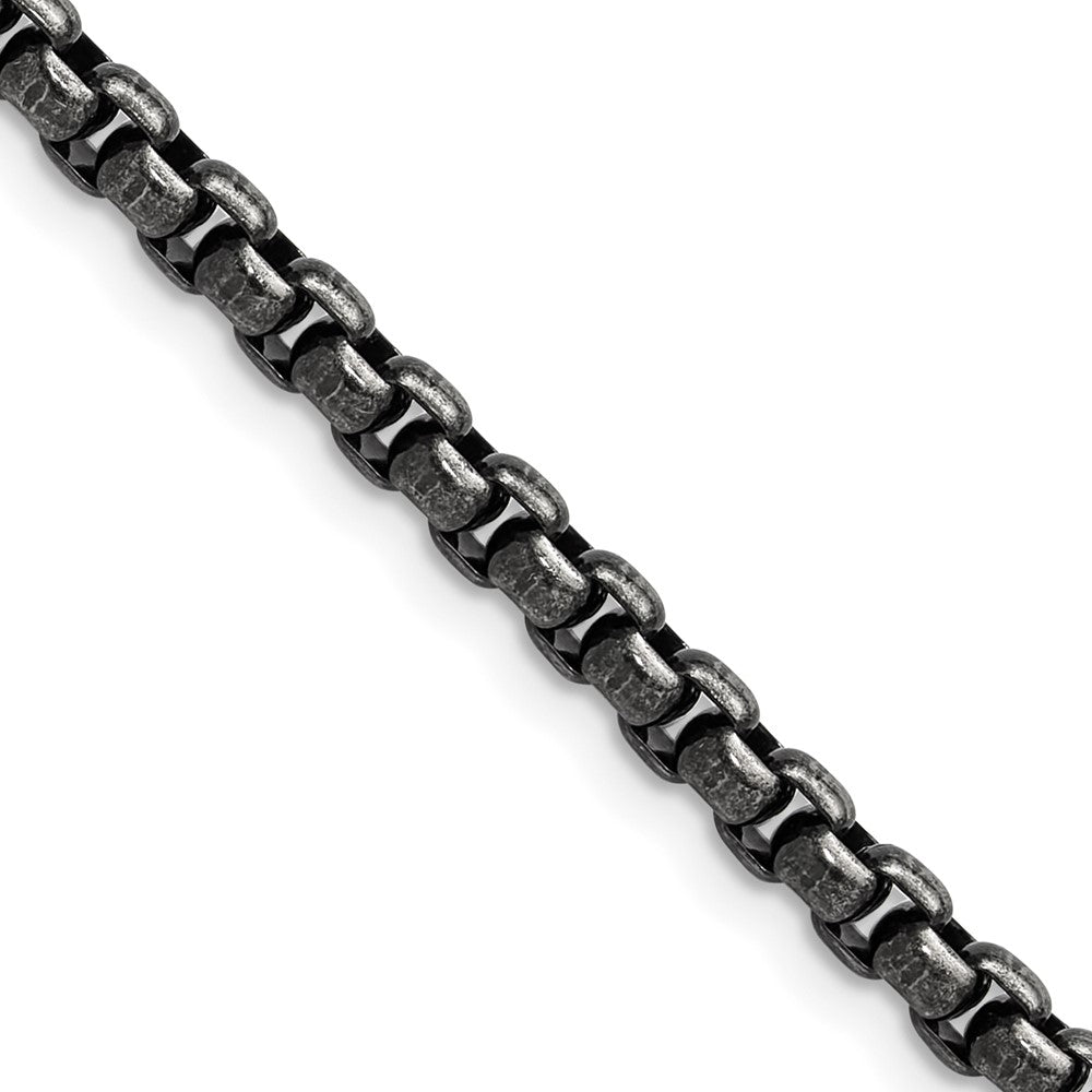 Stainless Steel Antiqued and Polished 3.9mm Rounded Box Chain