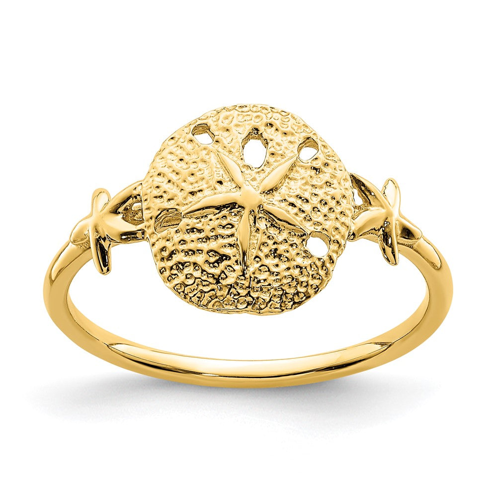 14K Polished Sand Dollar Ring Size 7