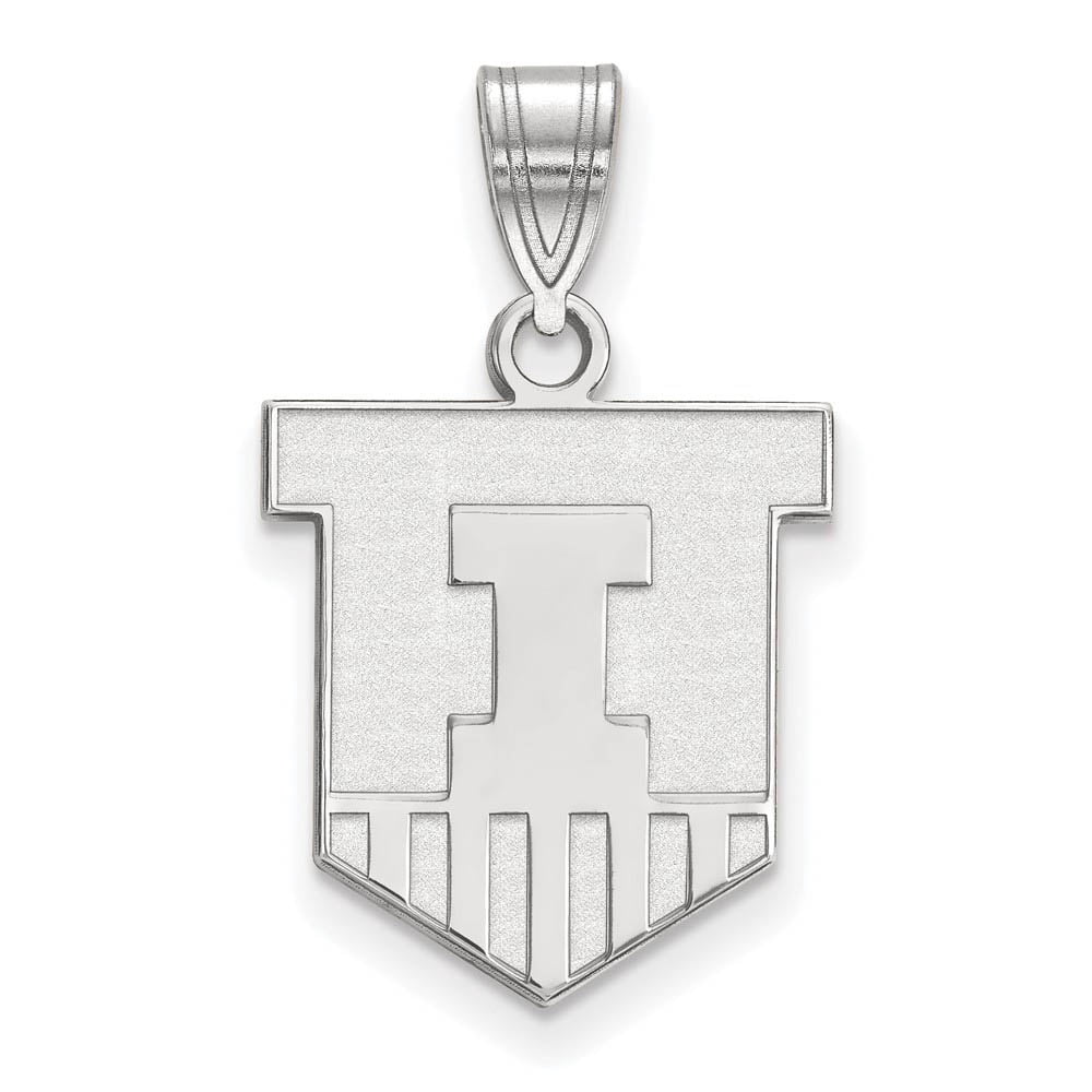 Sterling Silver Rhodium-plated LogoArt University of Illinois Victory Badge Medium Pendant QSS045UIL