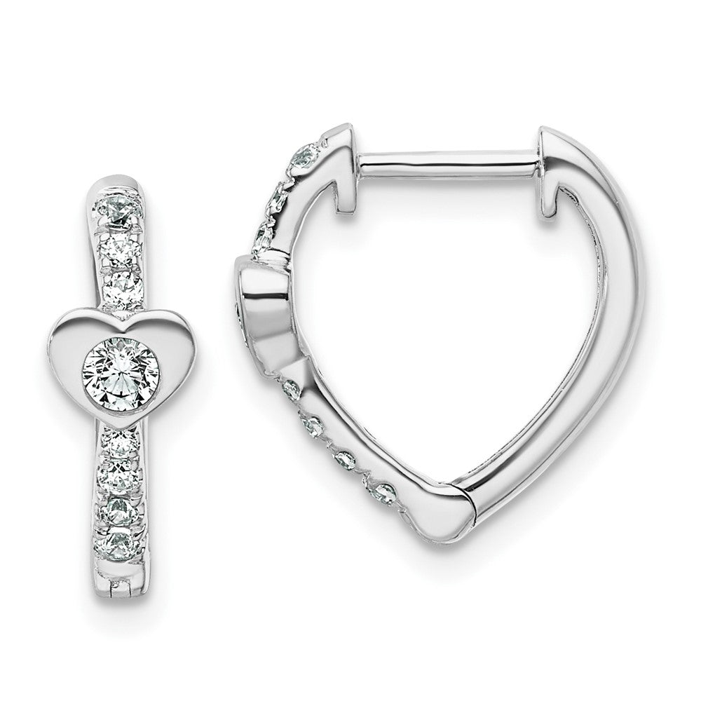 True Origin 14k White Gold 1/3 carat Lab Grown Diamond VS DEF Heart-shaped Hinged Hoop Earrings