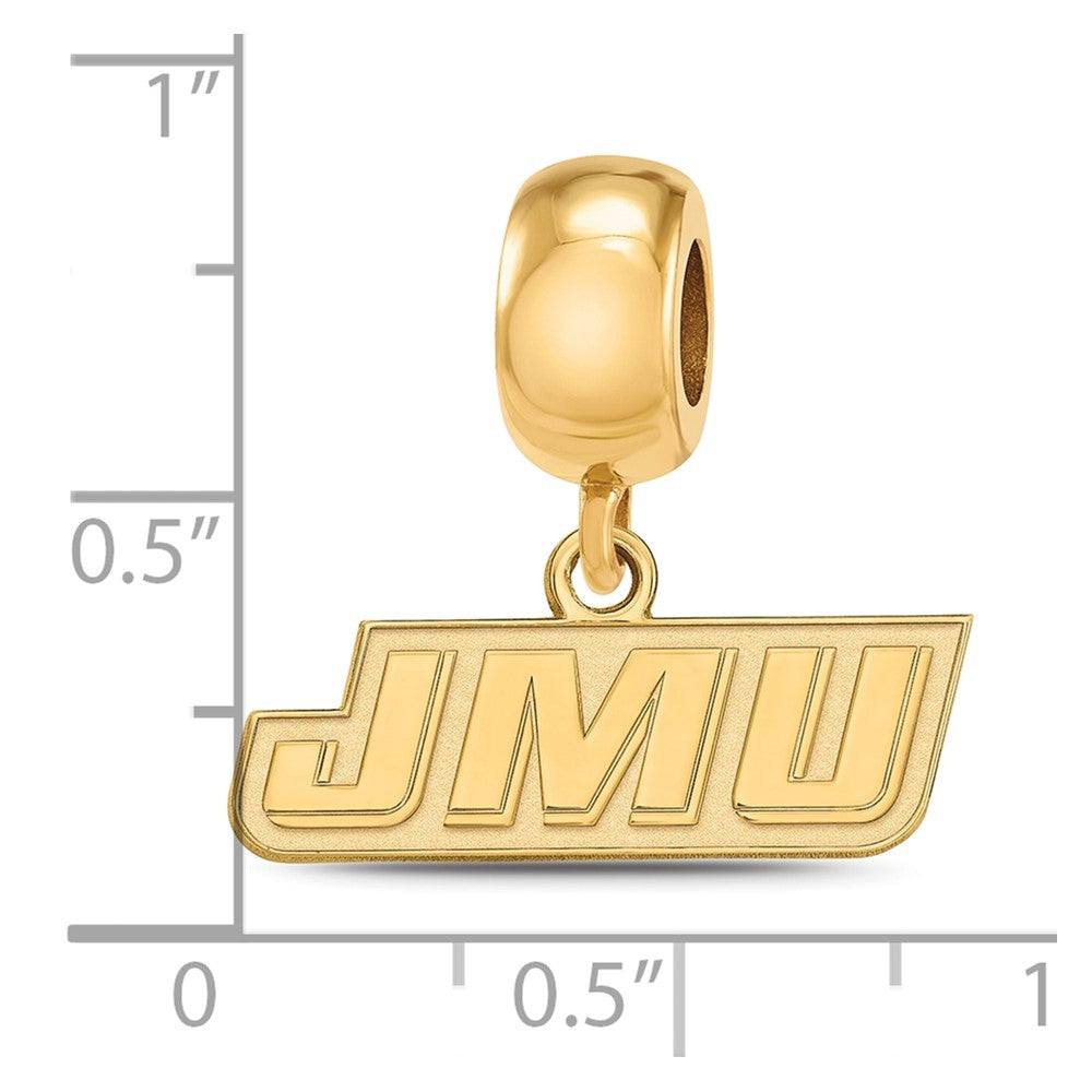 Sterling Silver Gold-plated LogoArt James Madison University J-M-U Extra Small Dangle Bead Charm