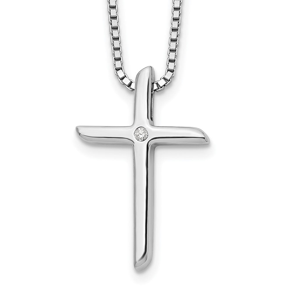 White Ice Sterling Silver Rhodium-plated 18 Inch Diamond Cross Necklace with 2 Inch Extender 18 Inches