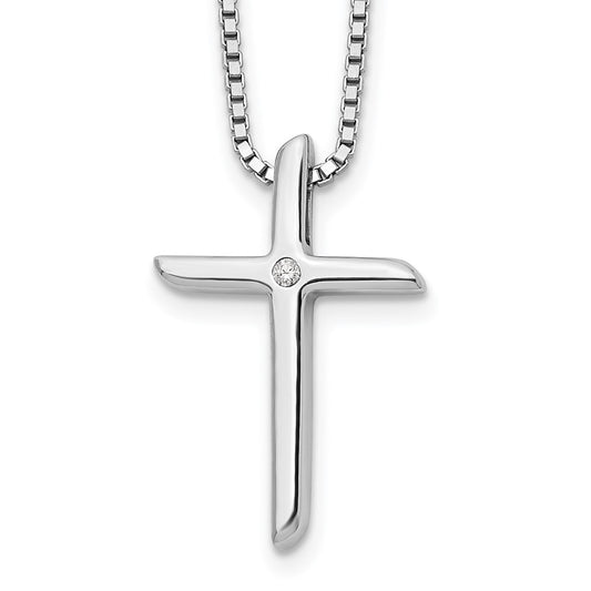 White Ice Sterling Silver Rhodium-plated 18 Inch Diamond Cross Necklace with 2 Inch Extender 18 Inches