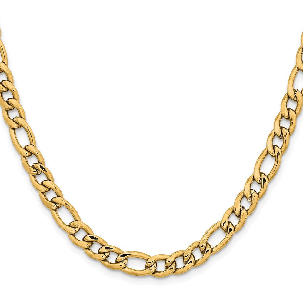 Chisel Stainless Steel Polished Yellow IP-plated 6.75mm 20 inch Figaro Chain