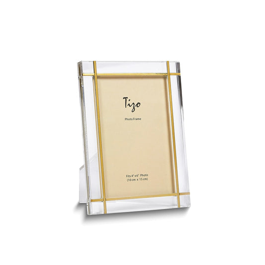 Clear Lucite Gold-tone Inlay 4x6 Photo Frame